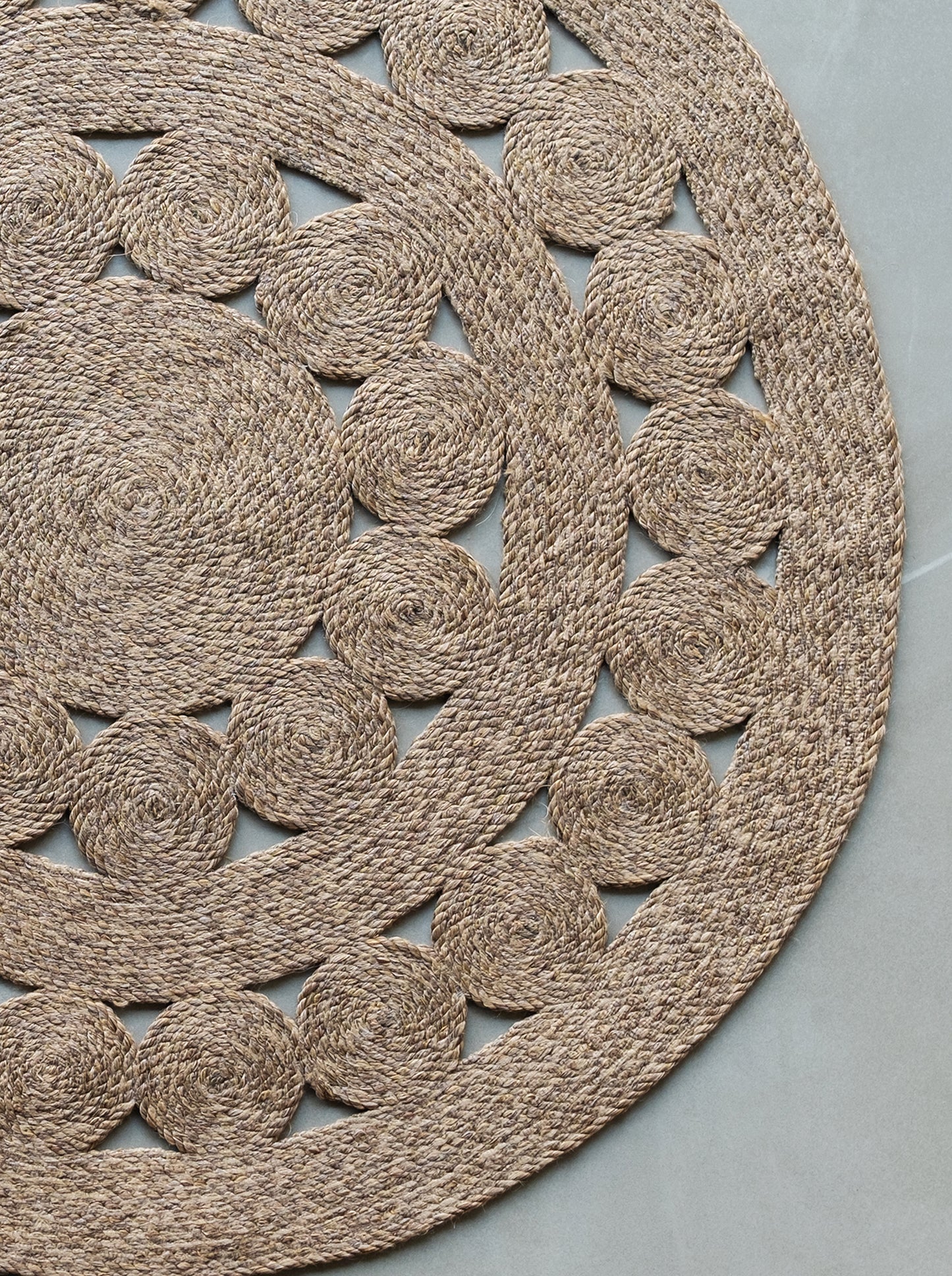 June Dekoratif Doğal Natural Jüt Yuvarlak Daire Halı, Ev hediyesi