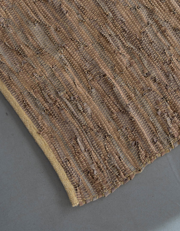 Carpetde Özel El Dokuma Deri Kilim Krem