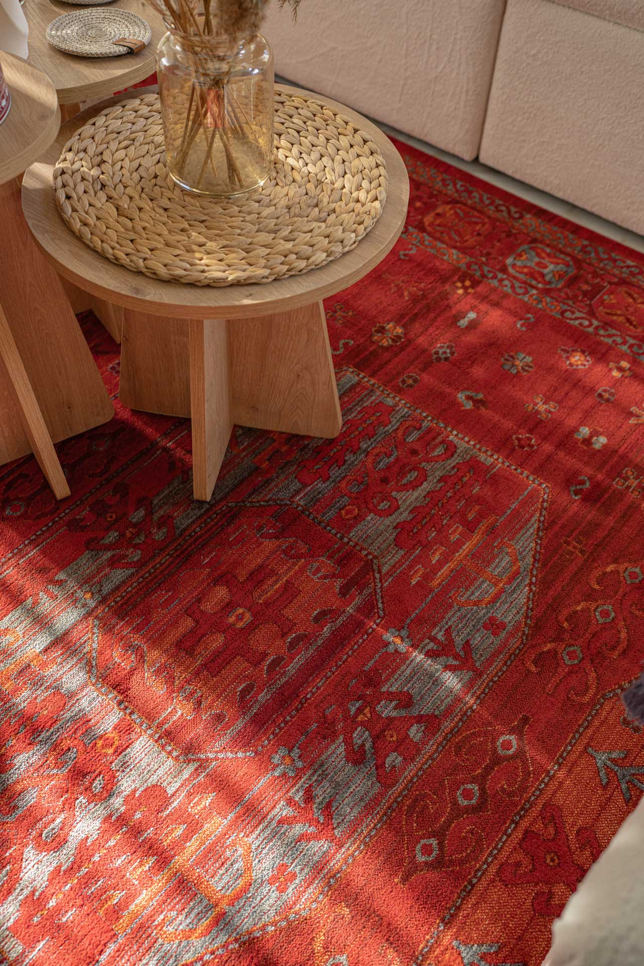 Kırmızı Etnik Modern Vintage Halı