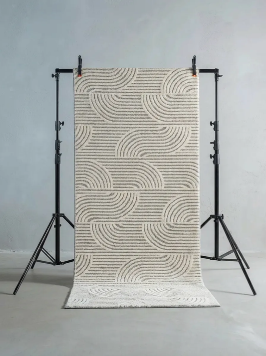 Rool Pinterest Geçişli Tok Dokulu Krem Vizon Halı