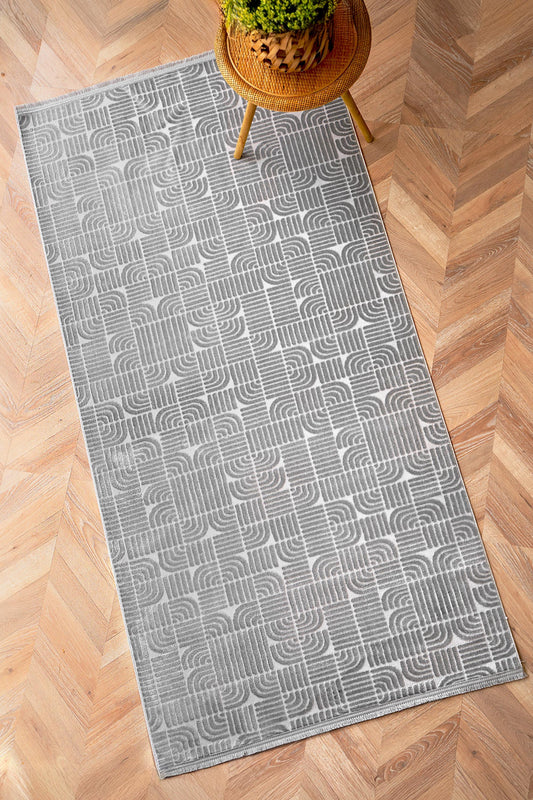 Bent Makinede Yıkanabilir Leke Tutmaz Antialerjik Dokulu Halı - Antrasit