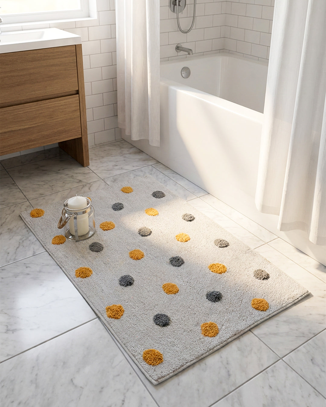 Su Emici Dekoratif Banyo Paspası Puantiye 60x90 No:10