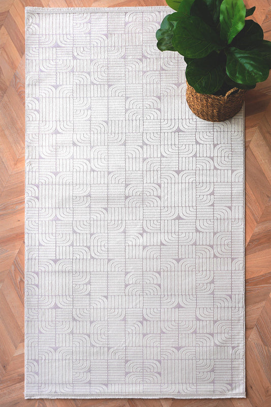 Bent Makinede Yıkanabilir Leke Tutmaz Antialerjik Dokulu Halı - Krem