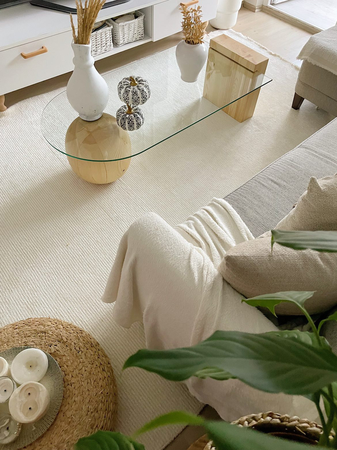 Carpetde Halı Nautre Antibakteriyel Pamuk Kırık Beyaz Dokuma Halı