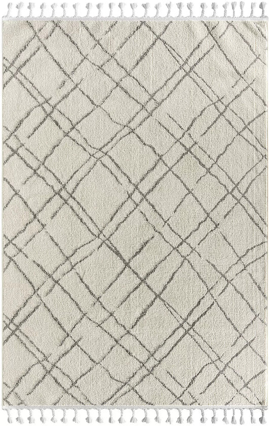 Carpetde Halı Pelle Serisi Modern Dokuma Beyaz Çizgi Desen